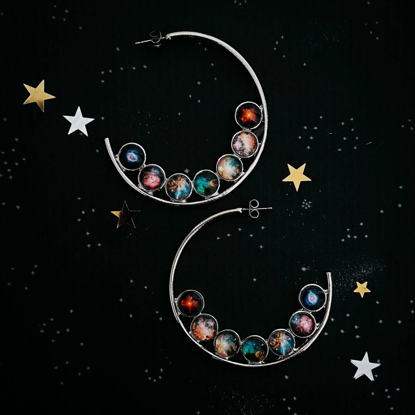 Nebula Rainbow Pride Hoop Earrings - minbolu