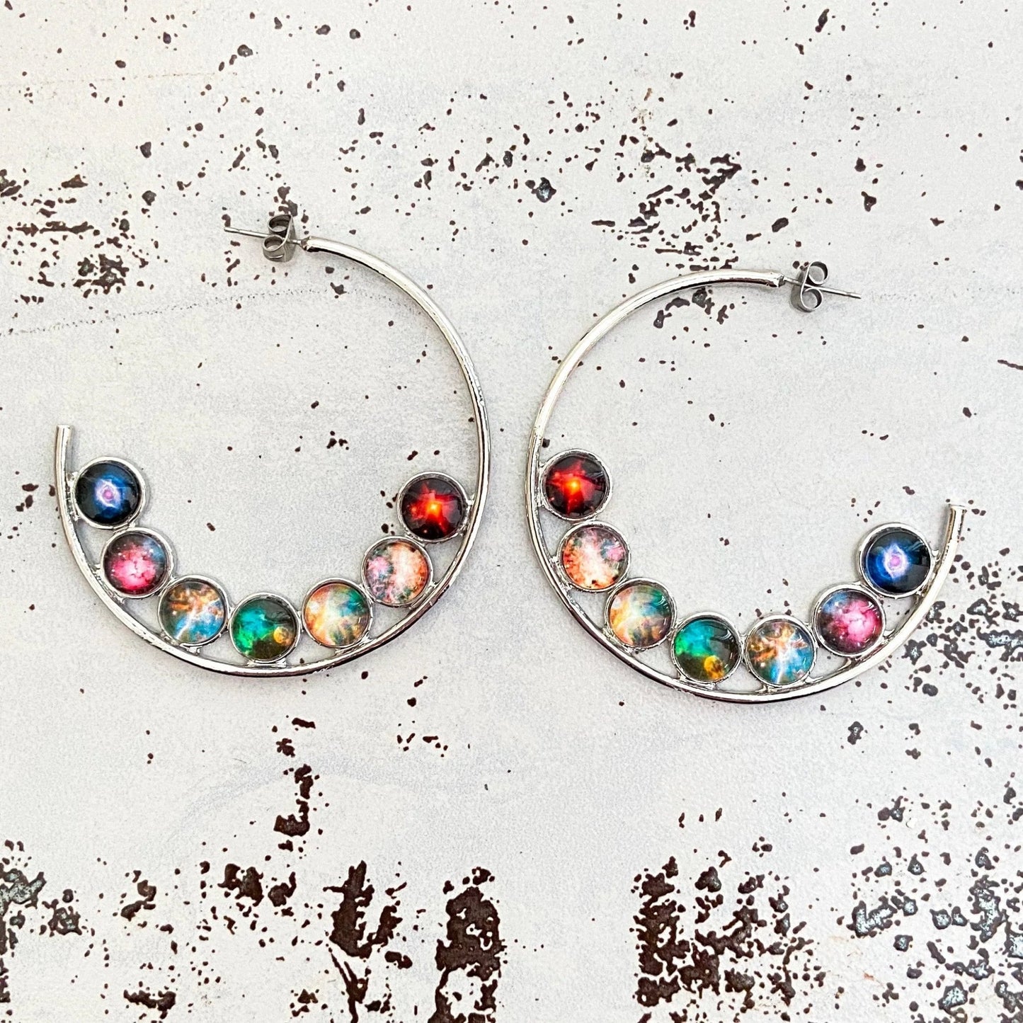 Nebula Rainbow Pride Hoop Earrings - minbolu