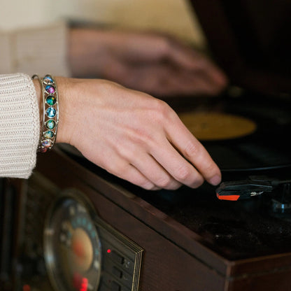 Nebula Rainbow Silver Cuff Bracelet - minbolu
