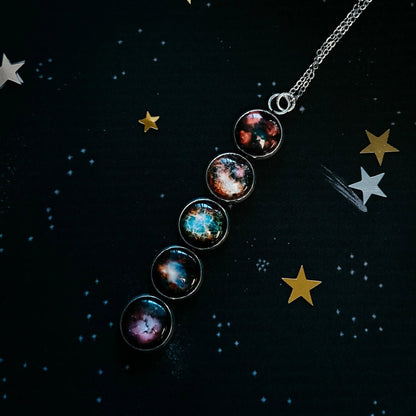 Nebula Rainbow Vertical Pendant Necklace - minbolu