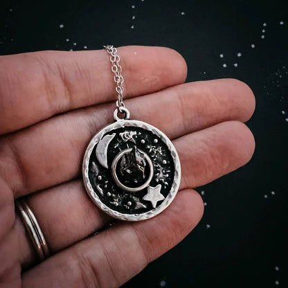 Night Sky Pendant Necklace with Authentic Meteorite - minbolu
