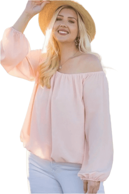 Off Shoulder Bubble Sleeve Top in Rose - Elegant & Versatile - minbolu