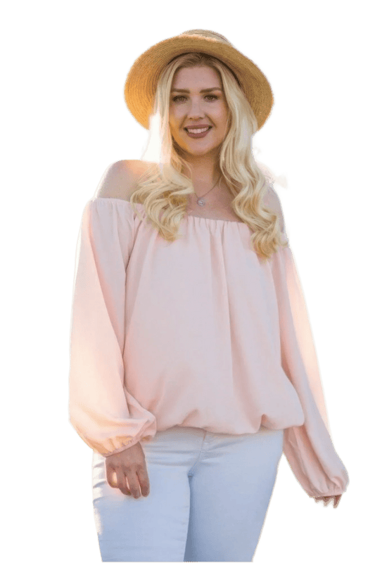 Off Shoulder Bubble Sleeve Top in Rose - Elegant & Versatile - minbolu