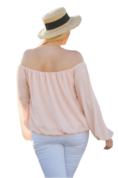 Off Shoulder Bubble Sleeve Top in Rose - Elegant & Versatile - minbolu
