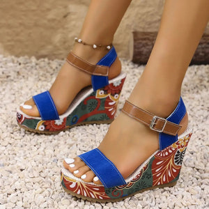 Open Toe Wedge Sandals - minbolu -