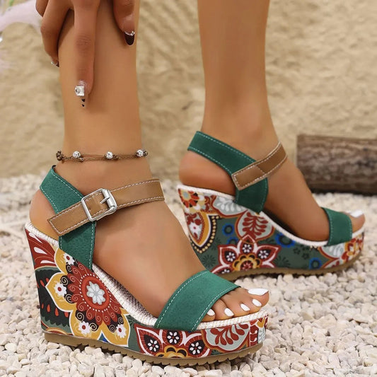 Open Toe Wedge Sandals - minbolu