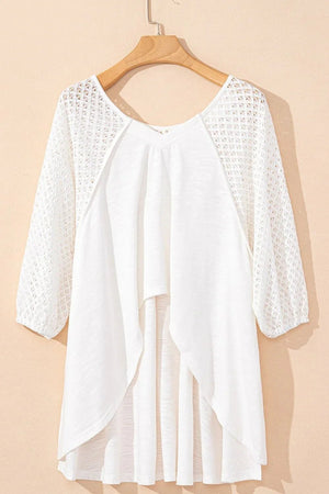 Openwork High-Low Oversized Top - minbolu -