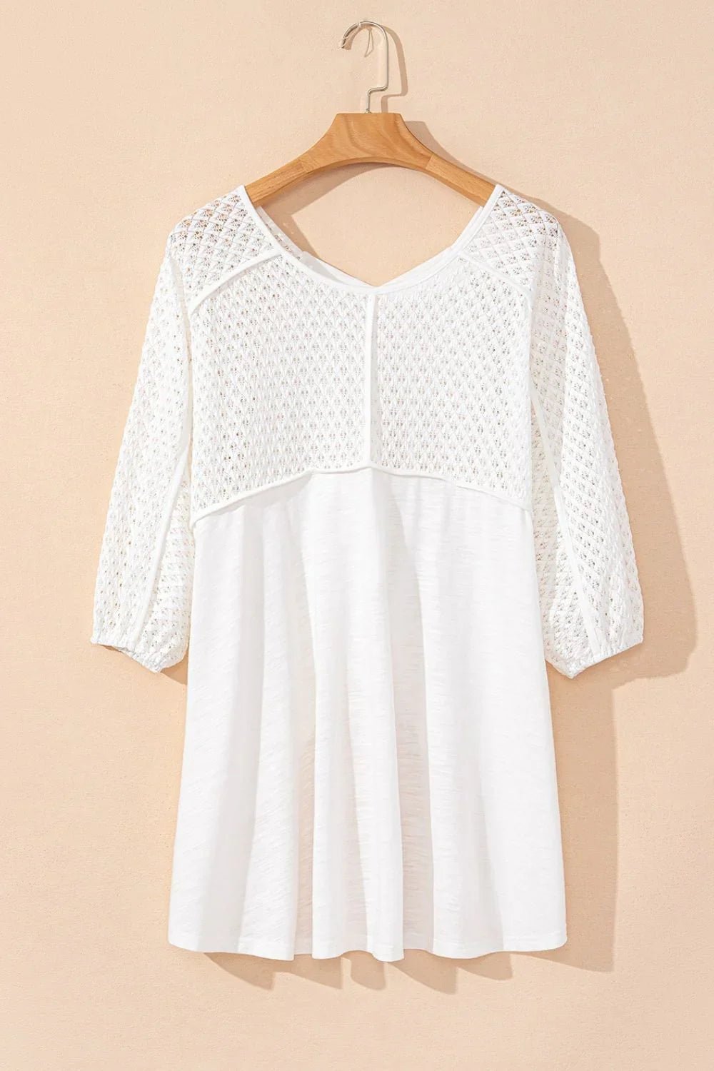 Openwork High-Low Oversized Top - minbolu -