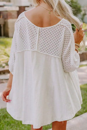Openwork High-Low Oversized Top - minbolu -