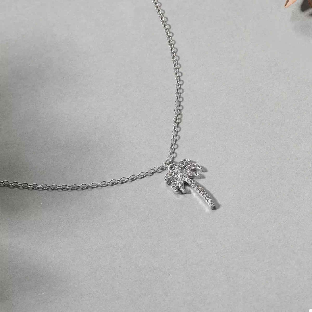 Palm Tree Pendant Necklace - Gold & Silver Plated Women's Jewelry - minbolu -