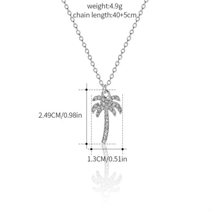 Palm Tree Pendant Necklace - Gold & Silver Plated Women's Jewelry - minbolu -