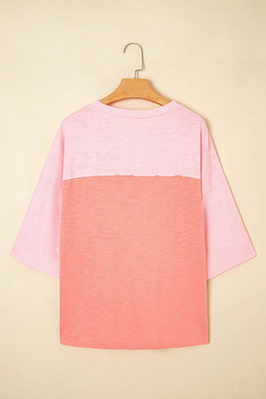 Pink Flower Patched Exposed Seam Top – Feminine and Modern - minbolu -