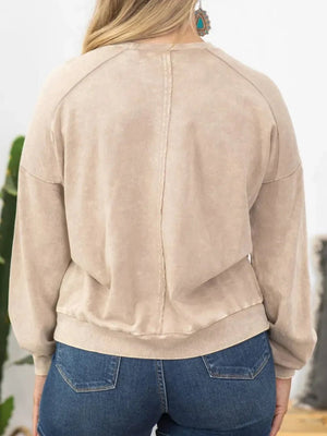 Plus Size Boho Peace Sign Sweatshirt - Long Sleeve Bohemian Top 1XL-4XL - minbolu -