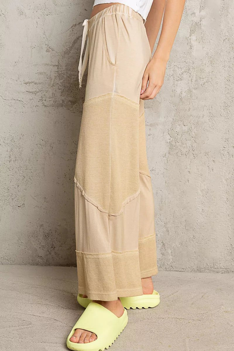 POL Elastic Waistband Wide Leg Pants with Drawstring - minbolu -
