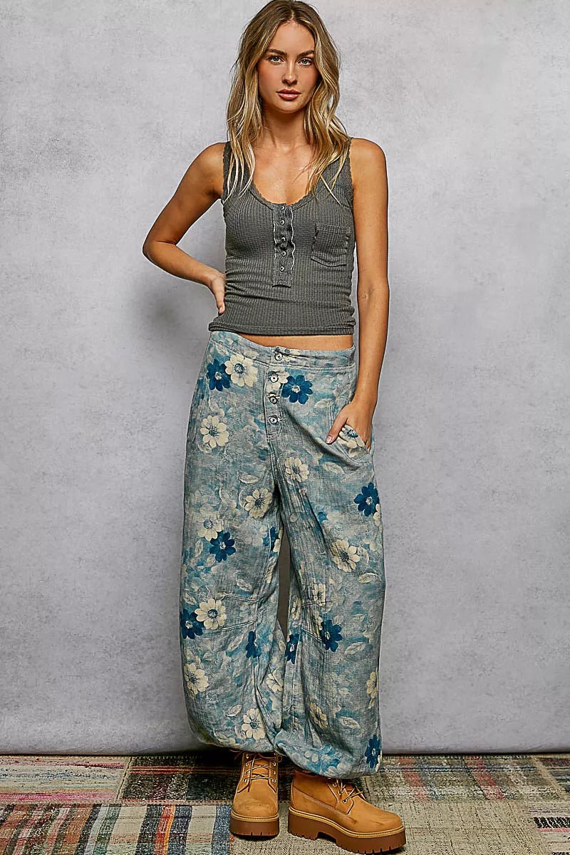 POL Lace Trim Tank with Front Button Closure - minbolu -