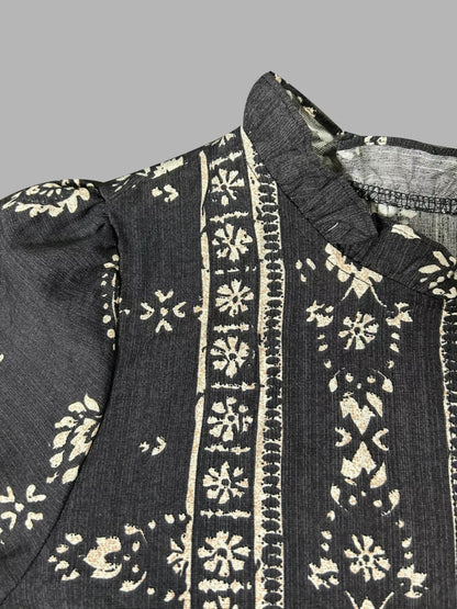 Printed Long Sleeve Blouse - minbolu -