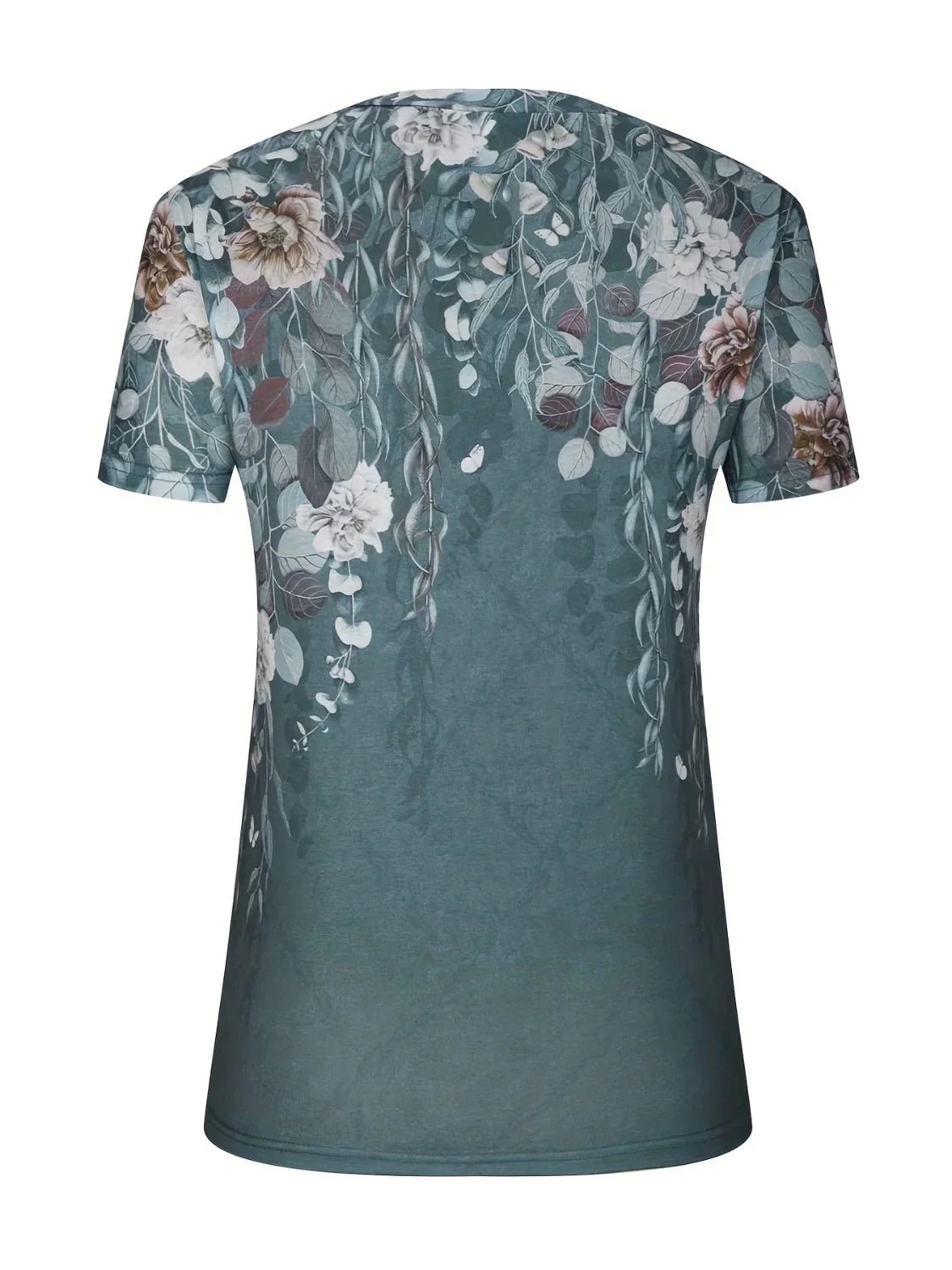 Printed Notched Short Sleeve Blouse - Stylish Design - minbolu