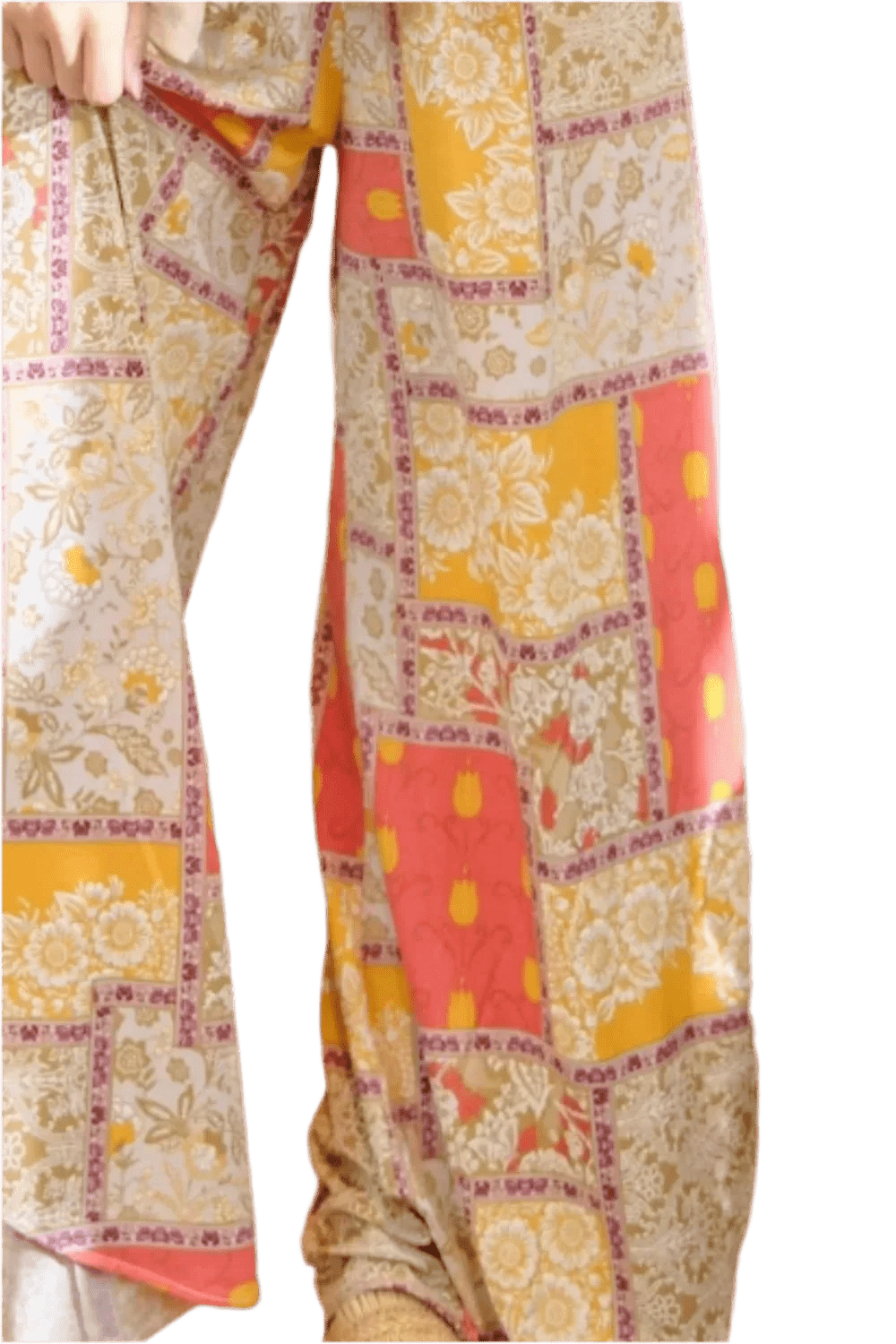 Printed Smocking Waist Side Slit Wide Leg Pants - minbolu -