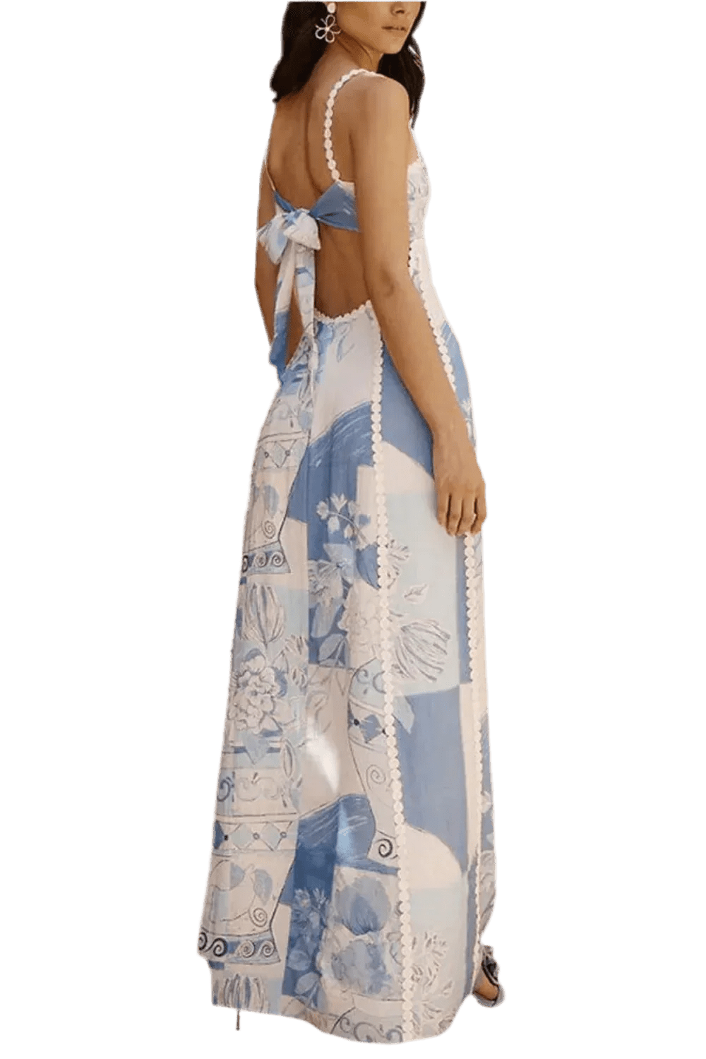 Printed Square Neck Maxi Dress - Alluring Design - minbolu