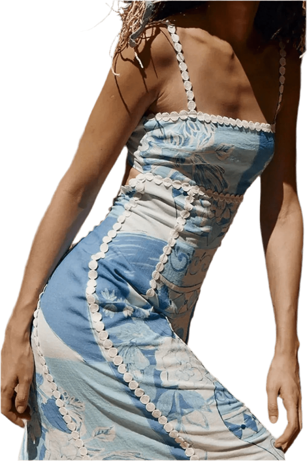 Printed Square Neck Maxi Dress - Alluring Design - minbolu