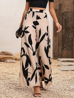 Printed Wide Leg Pants - minbolu -