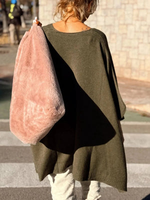 Ribbed Hem V-Neck Sweater - minbolu -