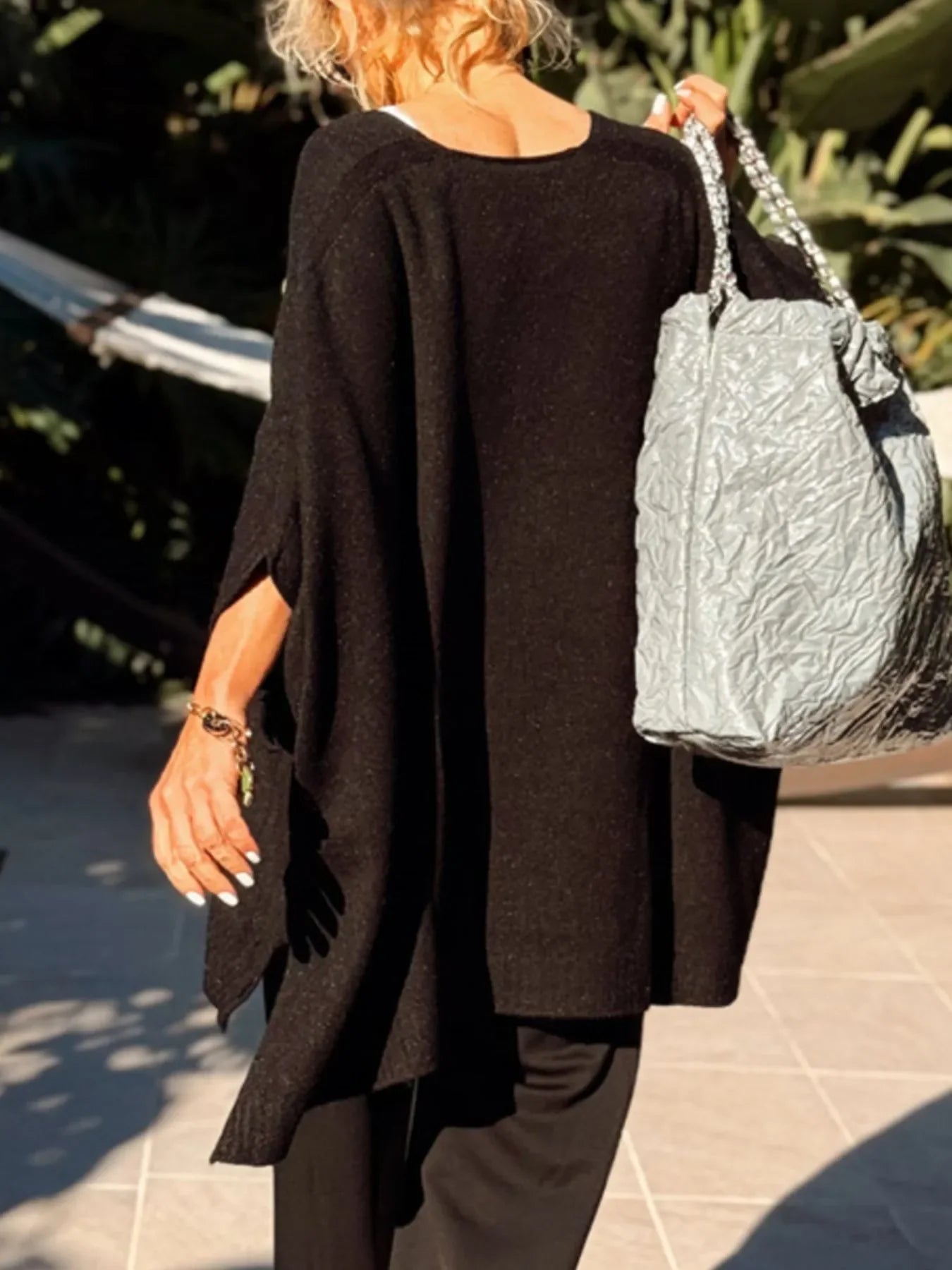 Ribbed Hem V-Neck Sweater - minbolu -