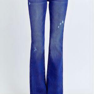 RISEN Distressed Mid Rise Flare Leg Jeans - Mid - Rise Jeans - minbolu