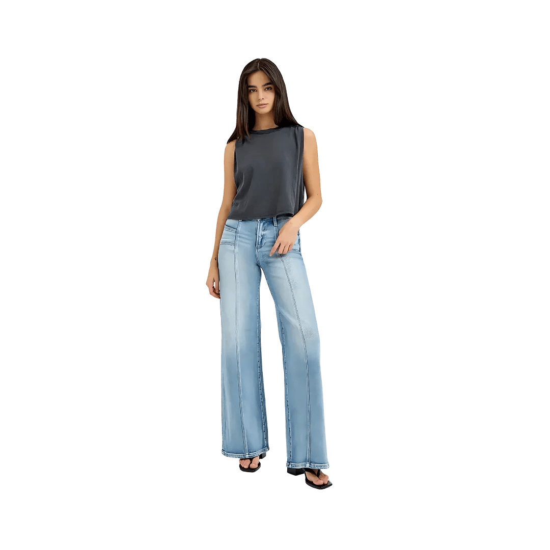 RISEN Wide Leg Jeans | Plus Size Fashion - minbolu