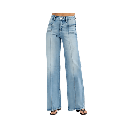 RISEN Wide Leg Jeans | Plus Size Fashion - minbolu