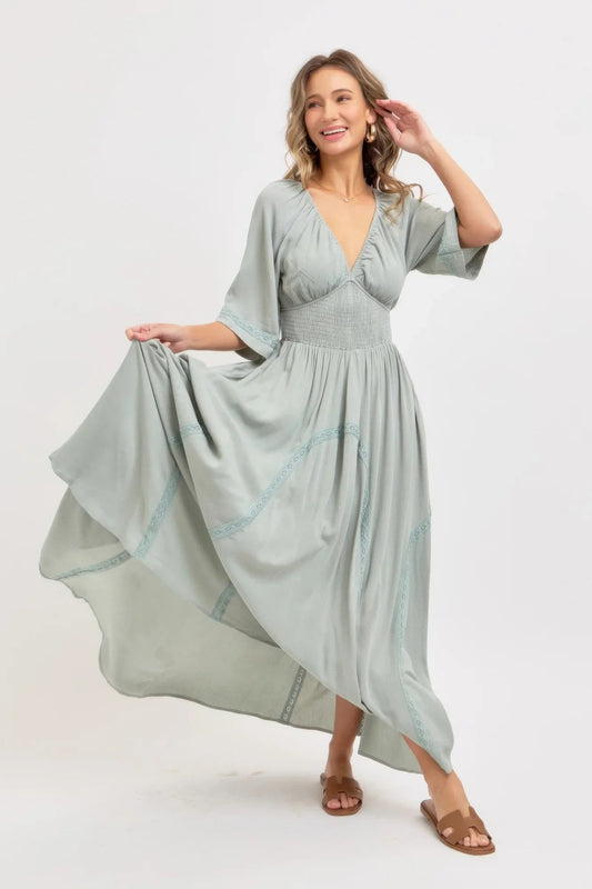 Romantic Flowy Maxi Dress - minbolu -
