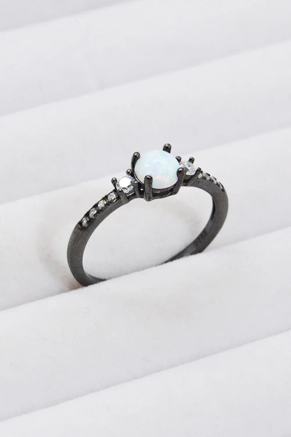 Round Opal Sterling Silver Ring - Stylish Minimalist Design - minbolu