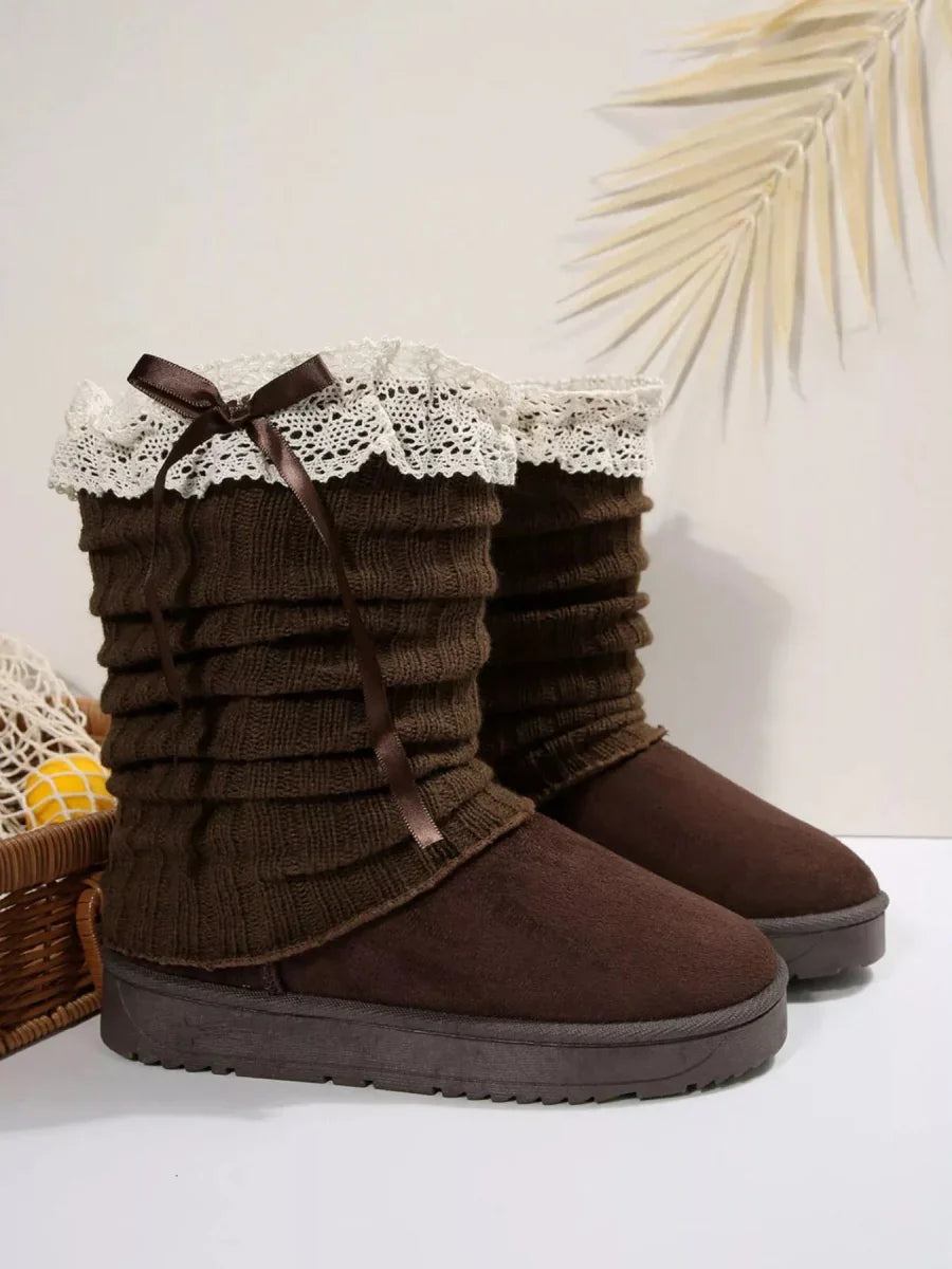 Round Toe Platform Boots - minbolu -