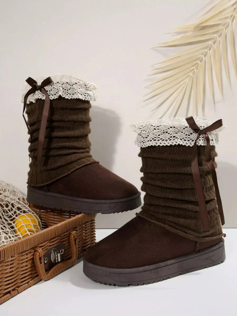 Round Toe Platform Boots - minbolu -