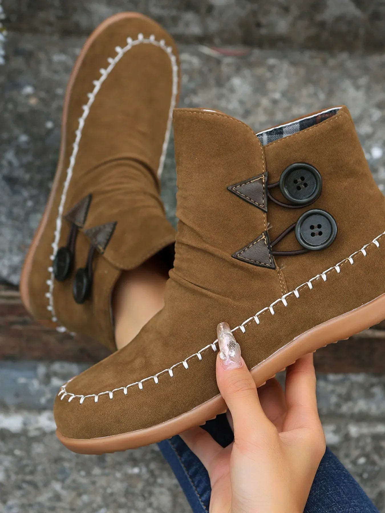 Round Toe Western Ankle Boots | Comfortable Flat Heel Cowboy Boots - minbolu
