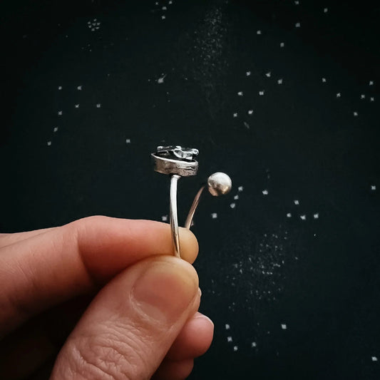 Round Wrap Ring with Authentic Raw Meteorite - minbolu -