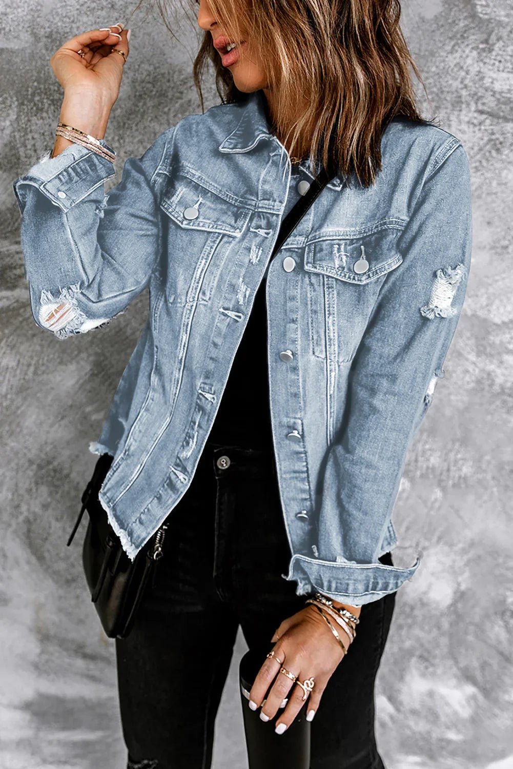 Scallop Collar Denim Jacket – Vintage Charm Meets Modern Style - minbolu -