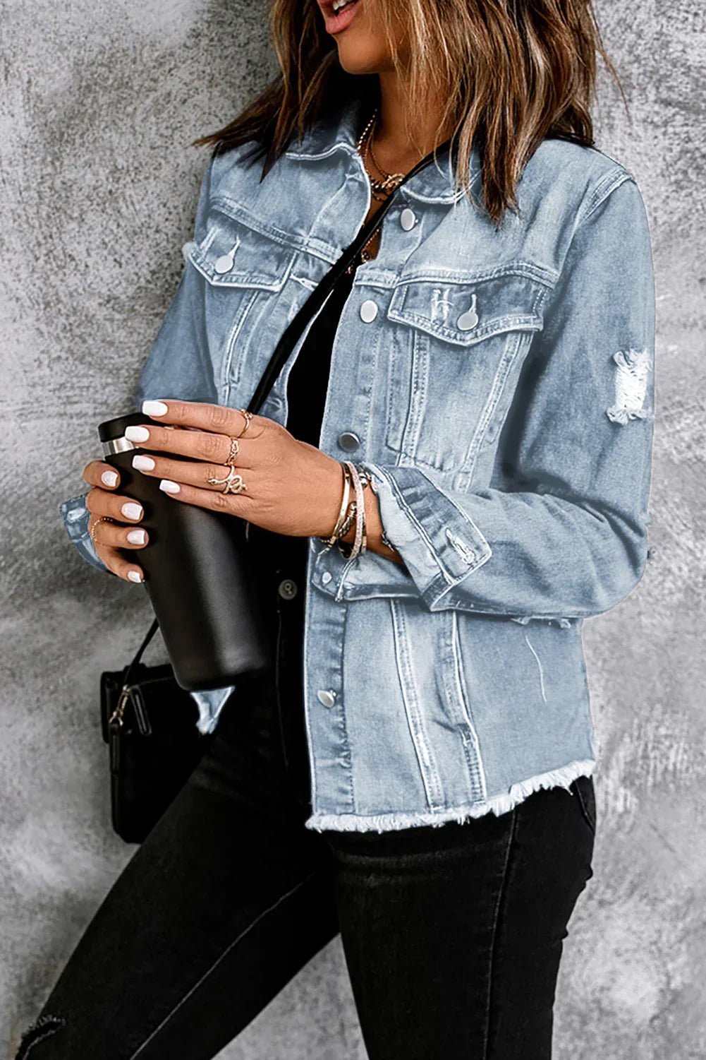 Scallop Collar Denim Jacket – Vintage Charm Meets Modern Style - minbolu -