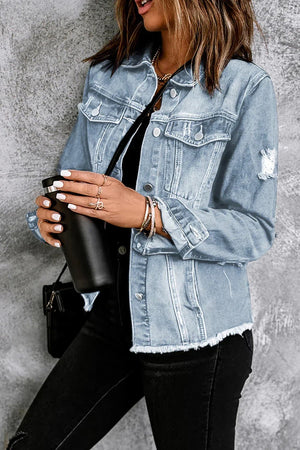Scallop Collar Denim Jacket – Vintage Charm Meets Modern Style - minbolu -