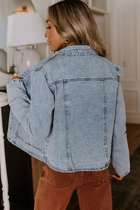 Scallop Collar Denim Jacket – Vintage Charm Meets Modern Style - minbolu
