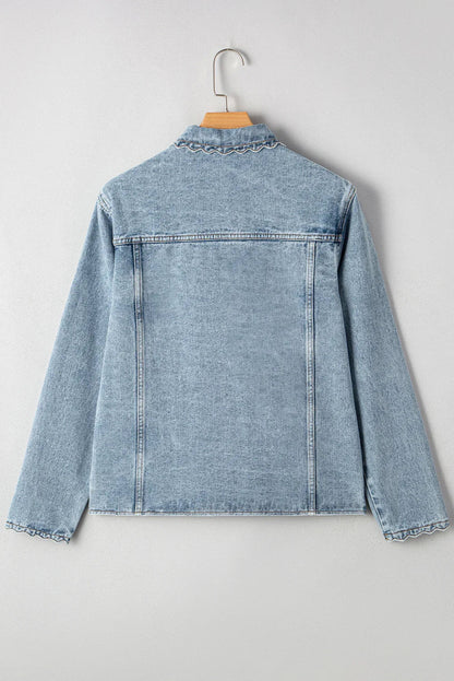 Scallop Collar Denim Jacket – Vintage Charm Meets Modern Style - minbolu -