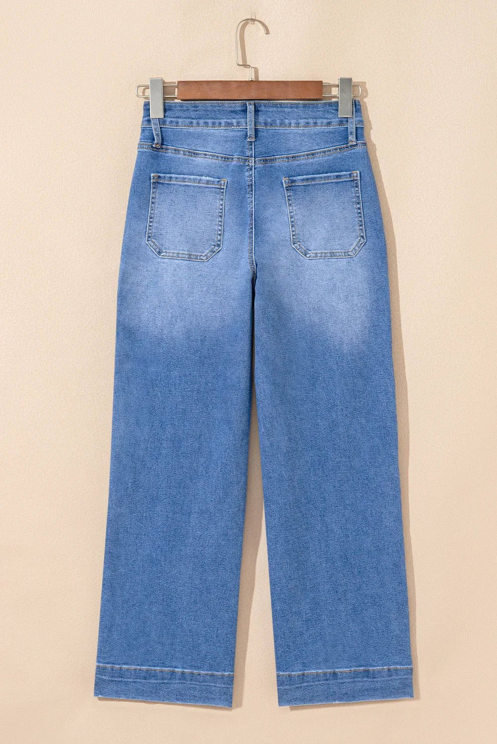 Sky Blue Cropped Wide Leg High-Rise Jeans - minbolu -