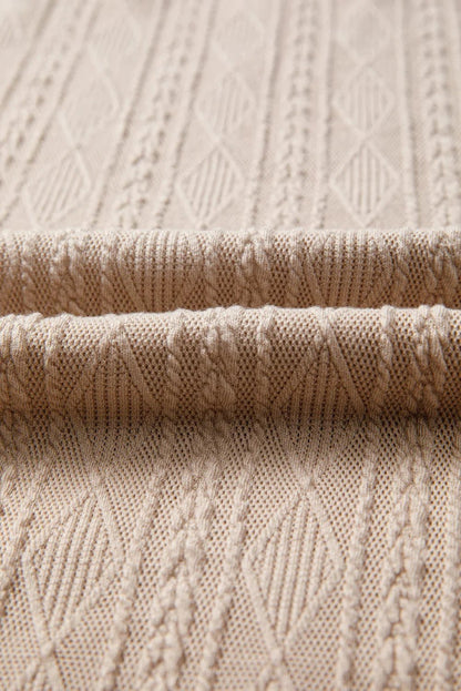 Smoke Gray Solid Color Textured Knit Drawstring Hoodie - minbolu -