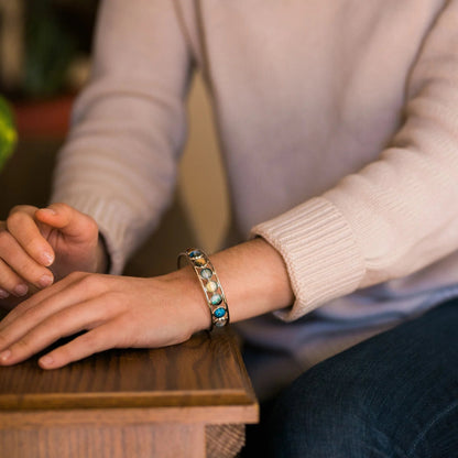 Solar System Silver Bangle Bracelet - minbolu