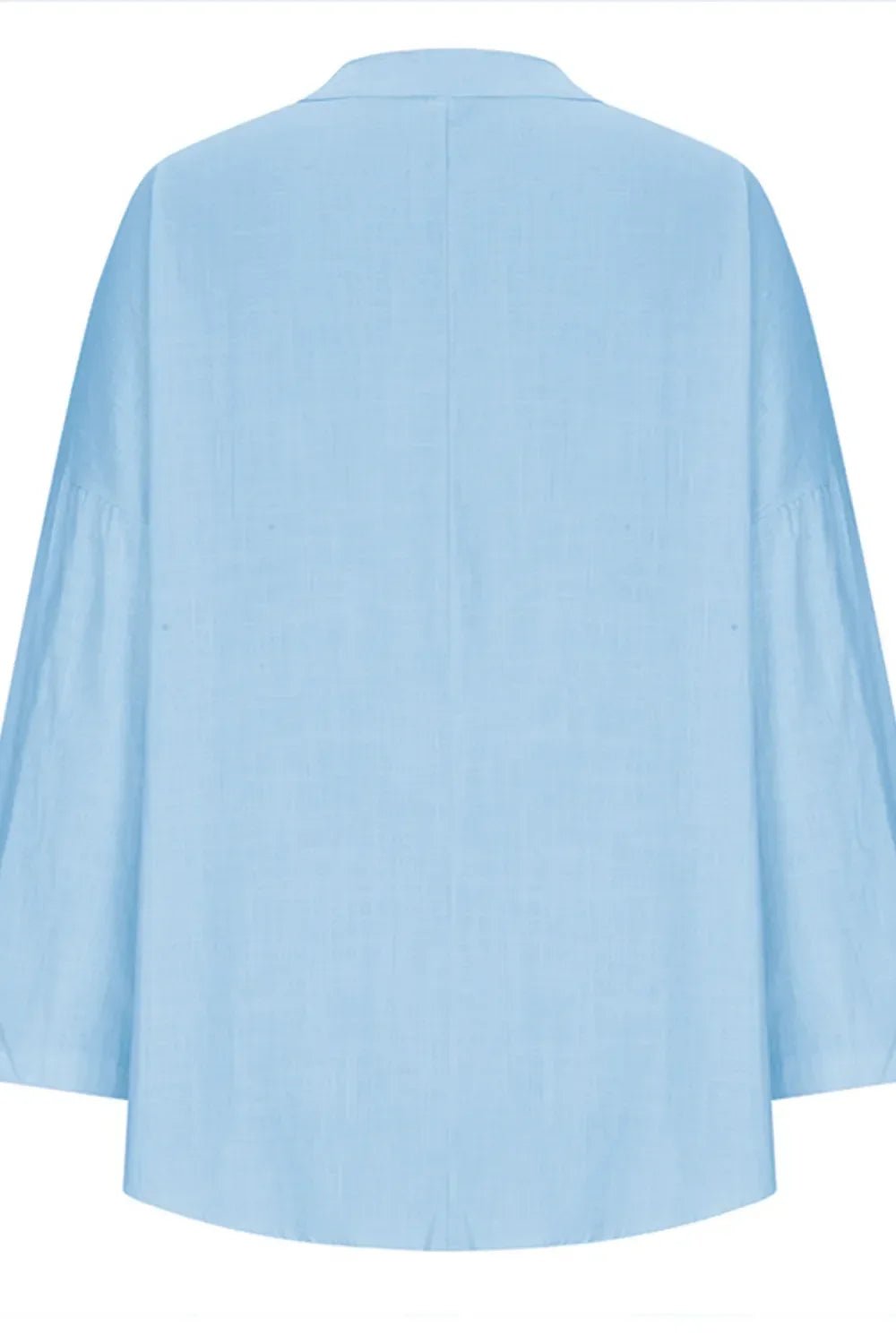Solid Notched Long Sleeve Blouse – Lightweight and Polished - minbolu