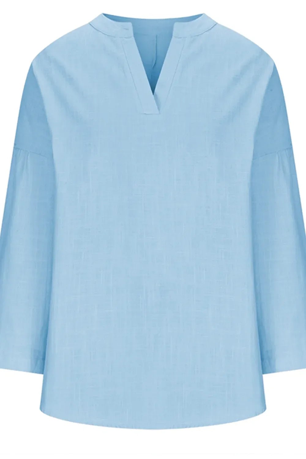 Solid Notched Long Sleeve Blouse – Lightweight and Polished - minbolu