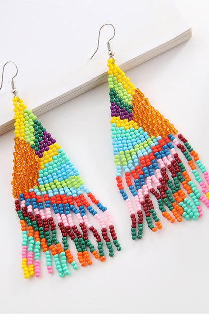Stylish Beaded Dangle Earrings - minbolu