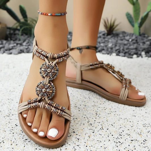 Stylish Open Toe Flats Sandals - minbolu