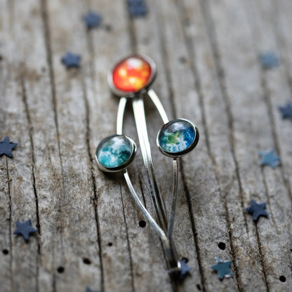 Sun Earth and Moon Hair Clip - minbolu