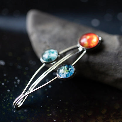 Sun Earth and Moon Hair Clip - minbolu